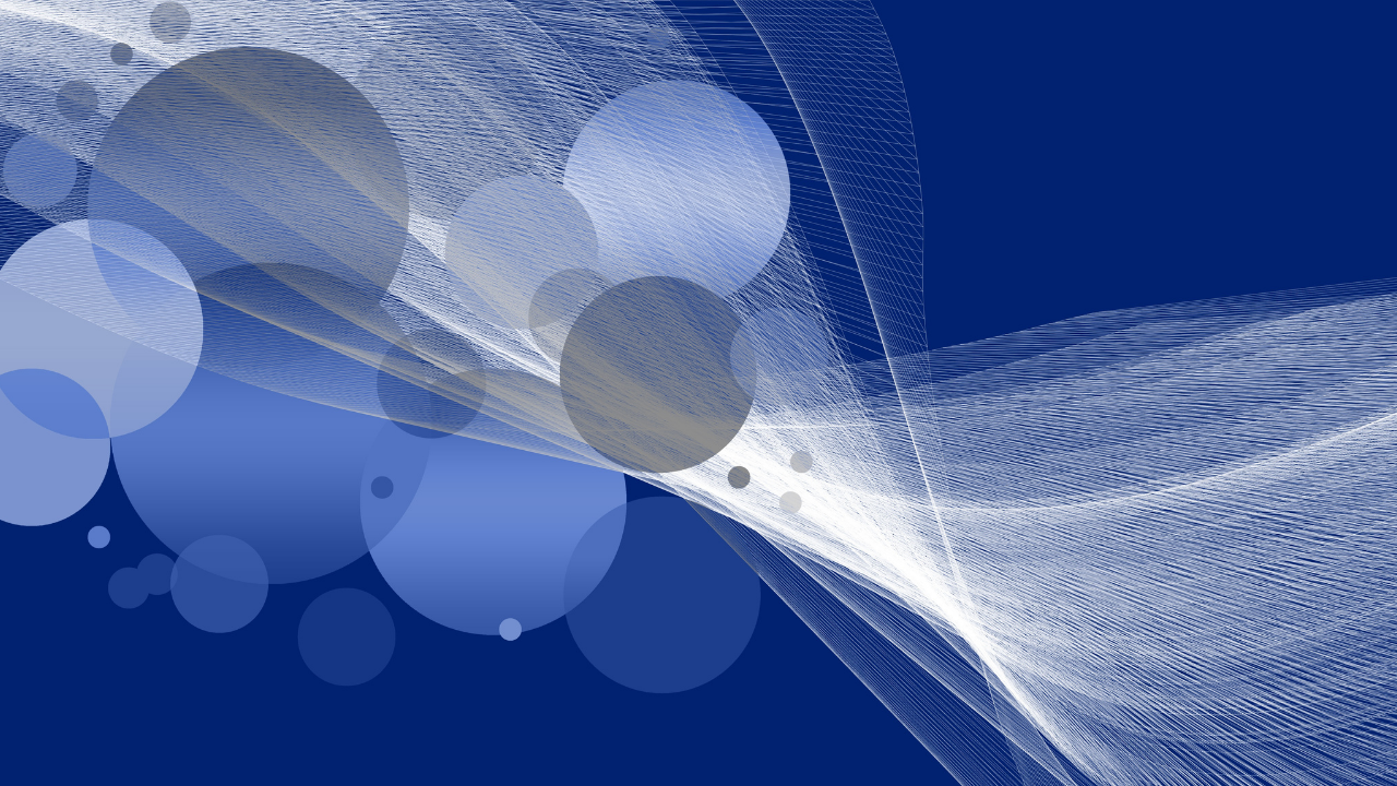 Blue background with gradient circles on the left and white swoosh across the image