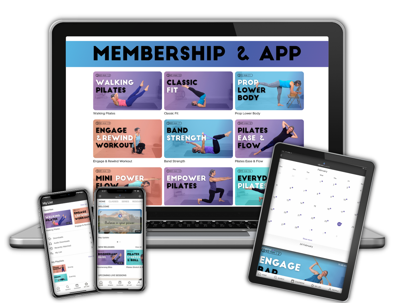 Images of Trifecta Pilates Membership and App